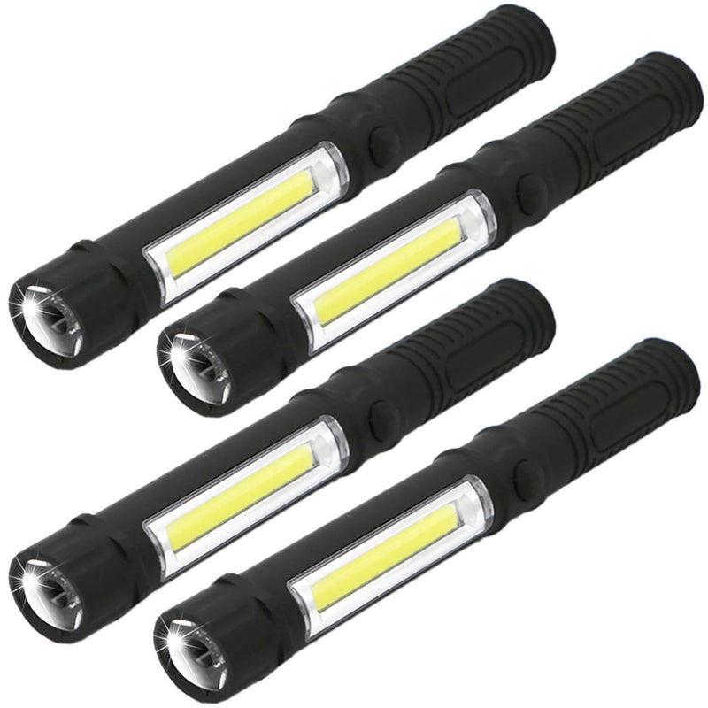 COB LED Work Flashlight with Magnetic Base and Clip Multi-Function Pocket Pen Light Inspection Work Light, 4 PCS Led Work Light 4pk