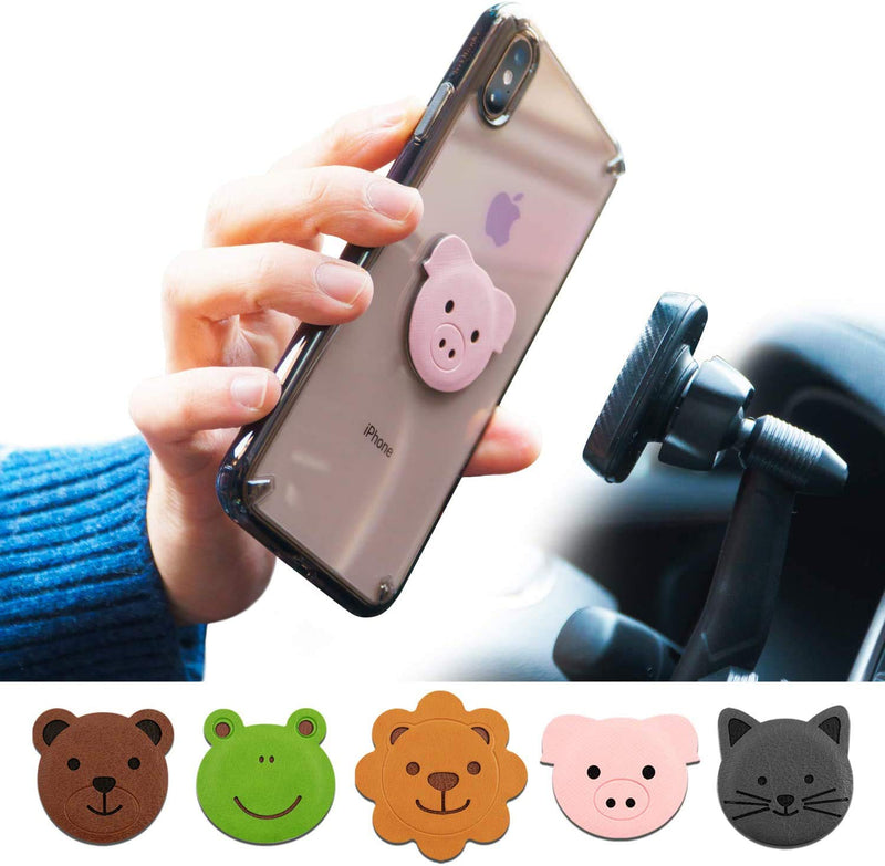 Ringke Magnetic Character Metal Plate Kit - Animal Edition (5 Pack, 1 Each) with 3M Adhesive Pad Compatible with Magnet Phone Car Mount Holder for Smartphone, iPad, Tablet, and Other Devices Animal Edition (5-Pack)