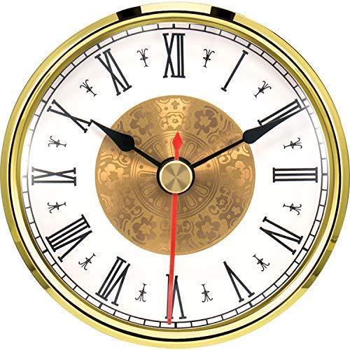 Hicarer 3-1/8 Inch (80 mm) Quartz Clock Insert, Gold Trim, Red Second Hand, Roman Numeral, Quartz Movement