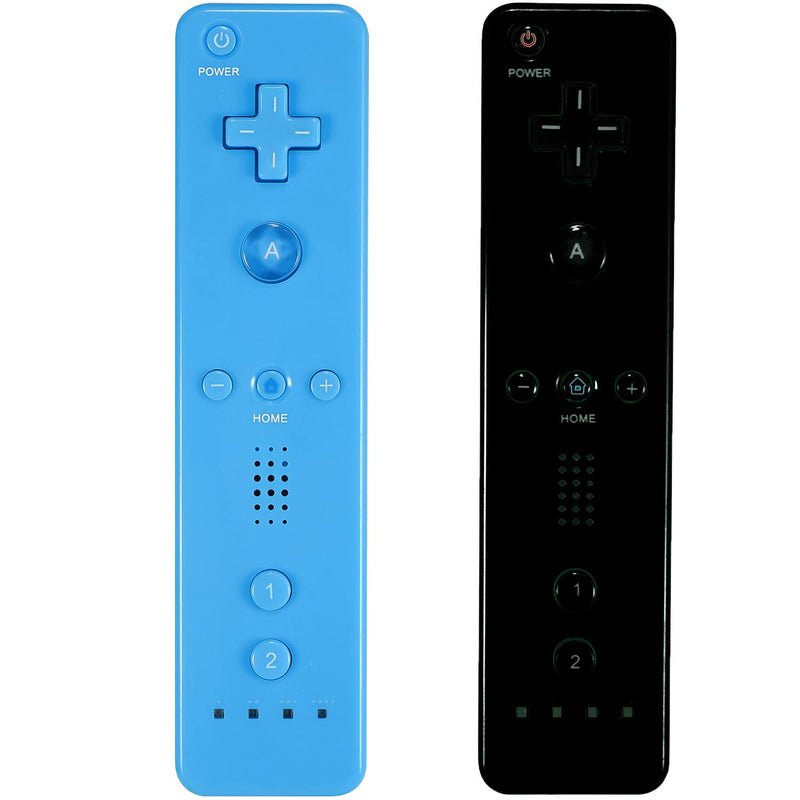 Yosikr Wireless Remote Controller for Wii Wii U - Black and Blue 2 Packs