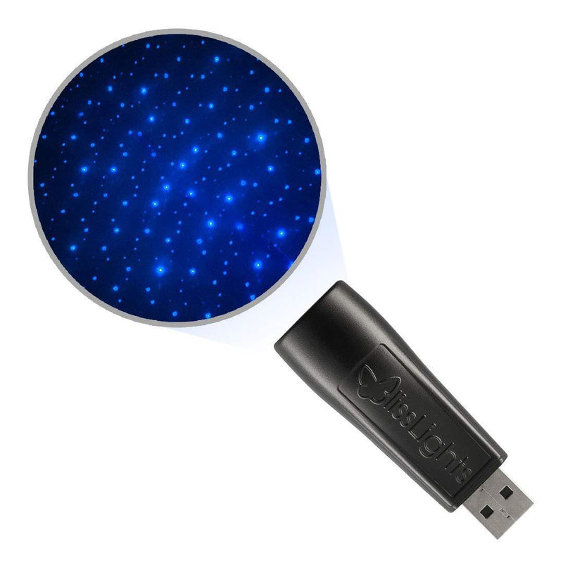 BlissLights Starport USB Laser Star Projector for Game Room Decor, Bedroom Night Light, or Galaxy Mood Lighting Ambiance (Blue) Blue