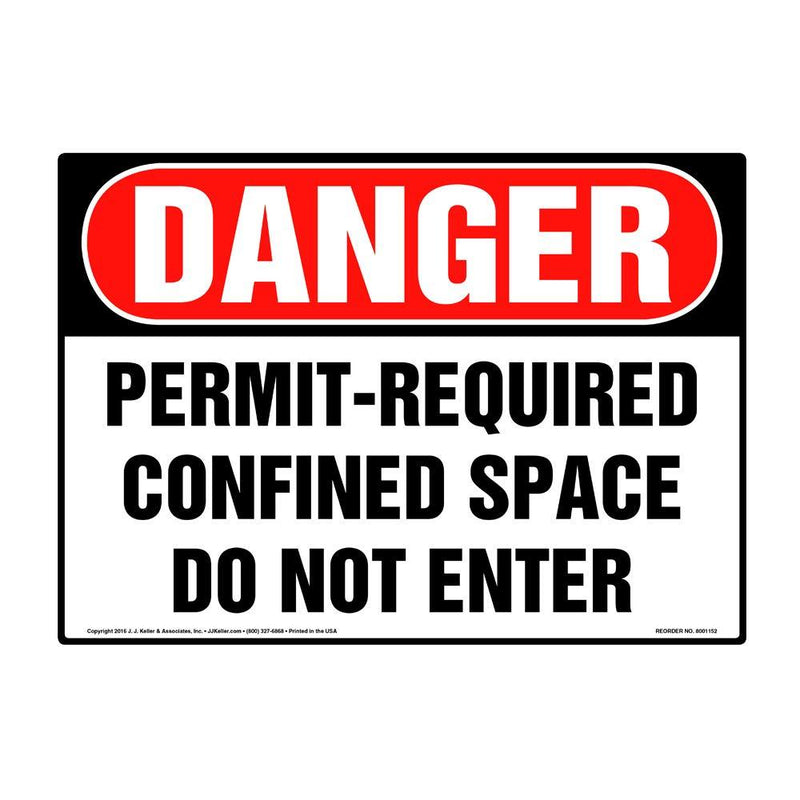 Danger: Permit-Required Confined Space, Do Not Enter Sign 5-pk. - J. J. Keller & Associates - 10" x 7" Permanent Self Adhesive Vinyl with Rounded Corners - Complies with OSHA 29 CFR 1910.145, 1926.200