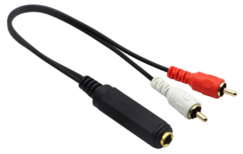 zdyCGTime 6.35mm to 2 RCA Y Splitter Cable, Gold-Plated 6.35mm (1/4 inch) TRS Female to 2 (Dual) RCA Male Stereo Audio Y Splitter Extension Adapter Cable (12Inch/30CM) 12Inch/30CM