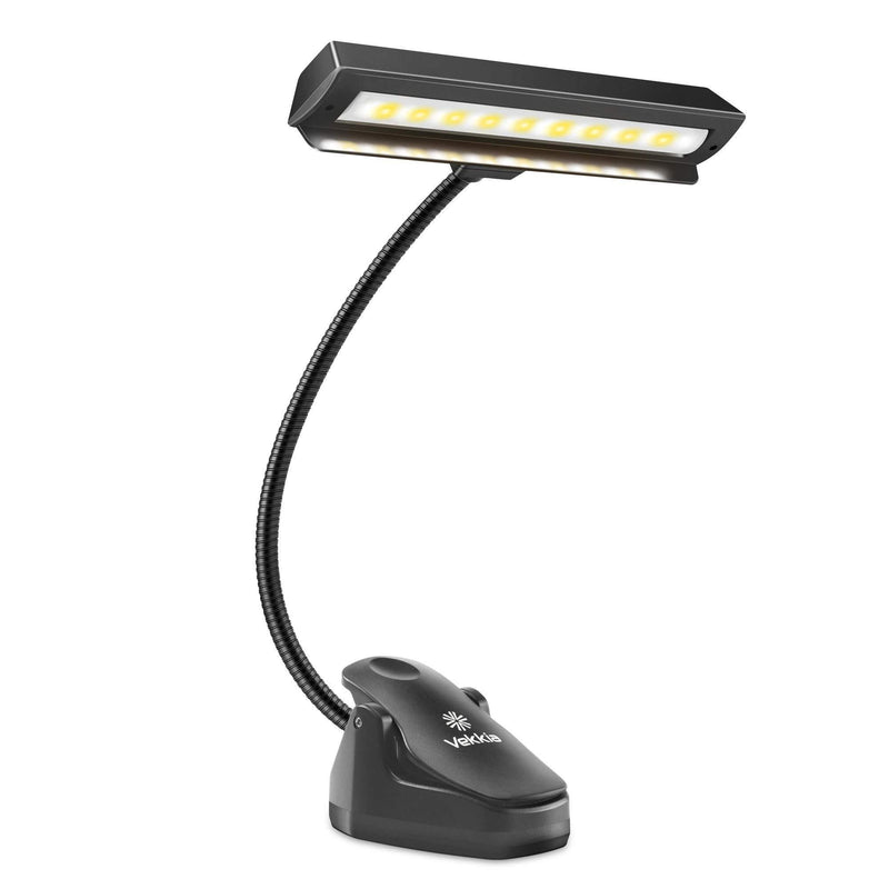 Professional Musician 3000K-6000K Super Bright 19 LED Music Stand Light, Clip On Orchestra Piano Lights, 9 Levels Dimmable Rechargeable. Perfect for Piano, Orchestra, Craft. USB Cord Incl. Black