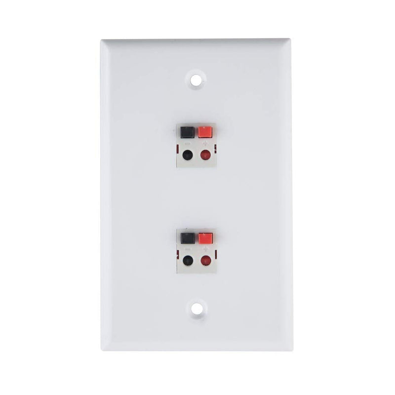 TENINYU 2 Port Speaker Jack Speaker Module Keystone Single Gang Wall Plate Speaker Wall Plate for Home Theater - White (2-Port)