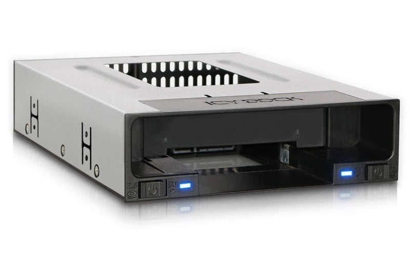 ICY DOCK Tray-Less 2.5" and 3.5" SATA SSD/HDD Docking Enclosure Mobile Rack for Hot Swap 5.25" Drive Bay - flexiDOCK MB795SP-B