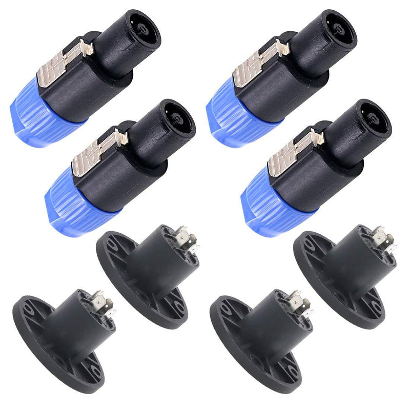 Swpeet 8 Pack Audio Speaker Plug Kit, 4 Pole Speaker Plug Twist Lock Compatible with Jack Twist Lock 4 Pole Round Perfect for Neutrik Speakon NL4FC, NL4FX, NLT4X, NL2FC, NA4LJ, NA4LJX, NL4MP, NL4MPR