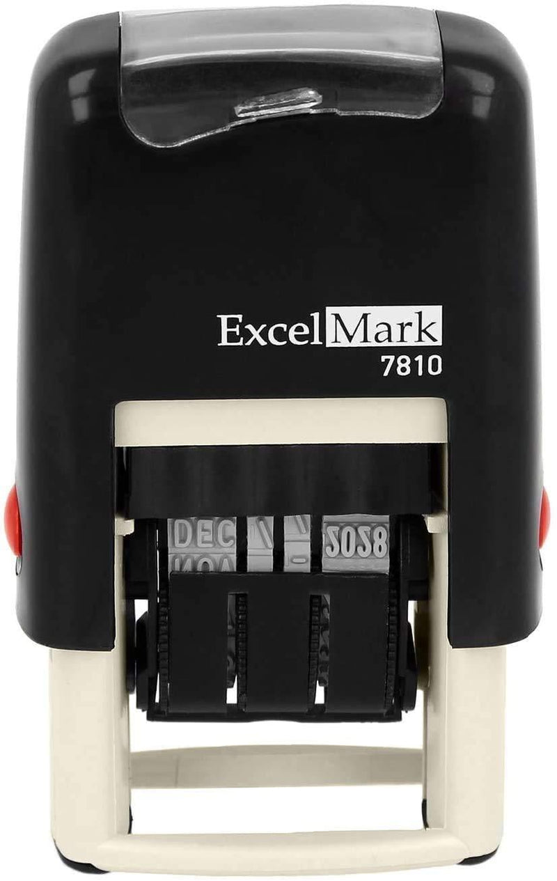 ExcelMark 7810 Self-Inking Rubber Date Stamp – Great for Shipping, Receiving, Expiration and Due Dates (Red Ink) Red Ink