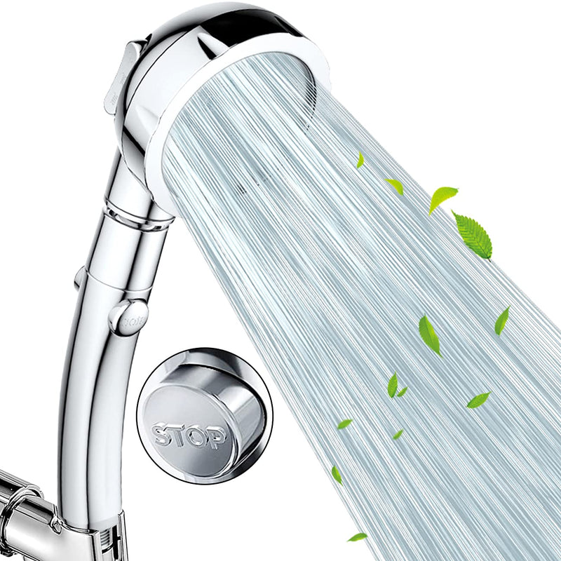Nosame Shower,High Pressure Handheld Shower Head with ON/Off Pause Switch 3-Settings Water Saving Showerhead, Chrome Finish Bathroom 1.6 GPM Shower Accessorie Silver