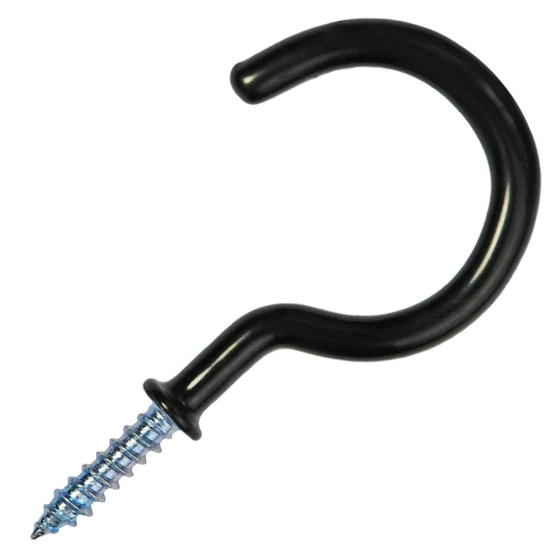 Vinyl Coated Screw-in Ceiling Hooks Cup Hooks 2.9 Inches Screw Hooks 30 Pack (Black) Black 30 Pack