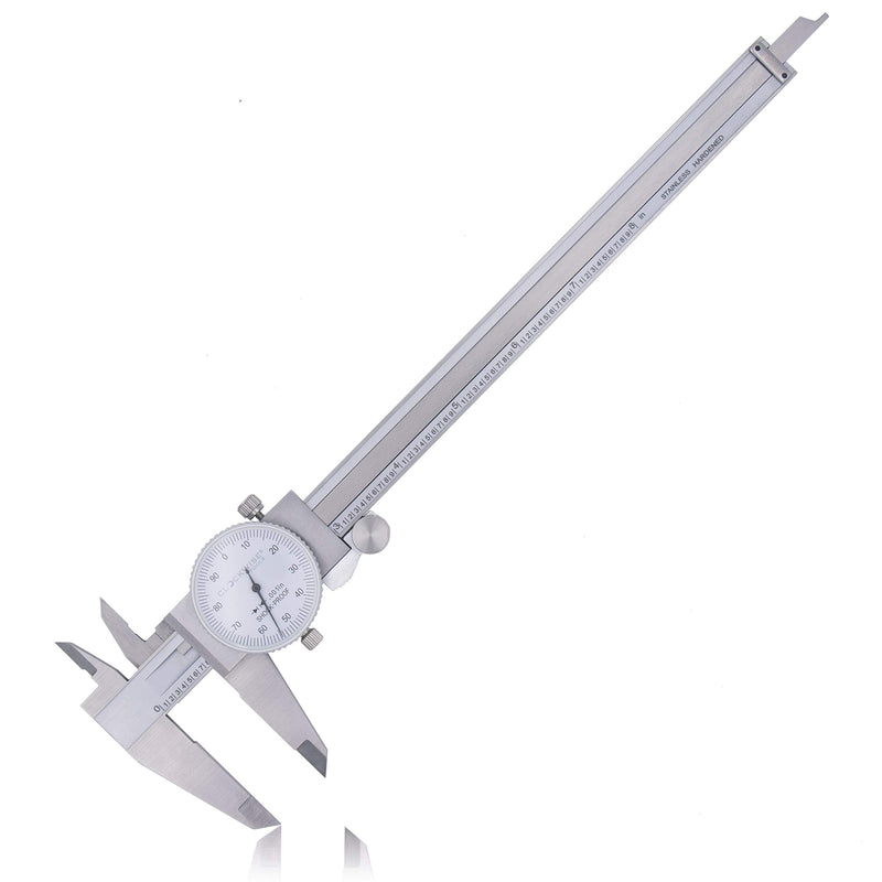 Clockwise Tools DDLR-0805 Pro Dial Caliper 0-8 Inch Double Shock Proof Stainless Steel Body SAE Measuring Tool
