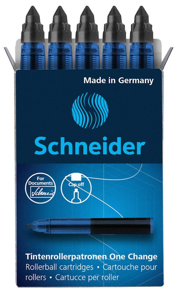 Schneider One Change Rollerball Refill Cartridges.6mm, Black, Box of 5 (185401)