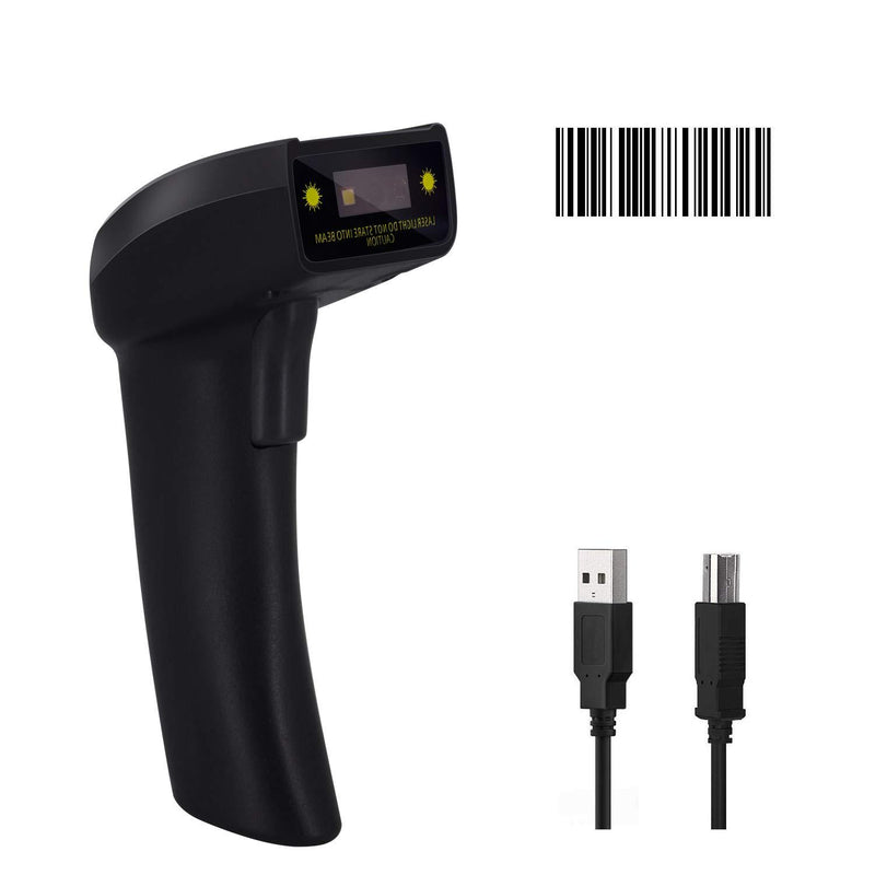 Barcode Reader Scanner,Symcode USB Laser Wired Scan Handheld Bar Code Reader Scanner Small and Exquisite Black MJ-1400-wired