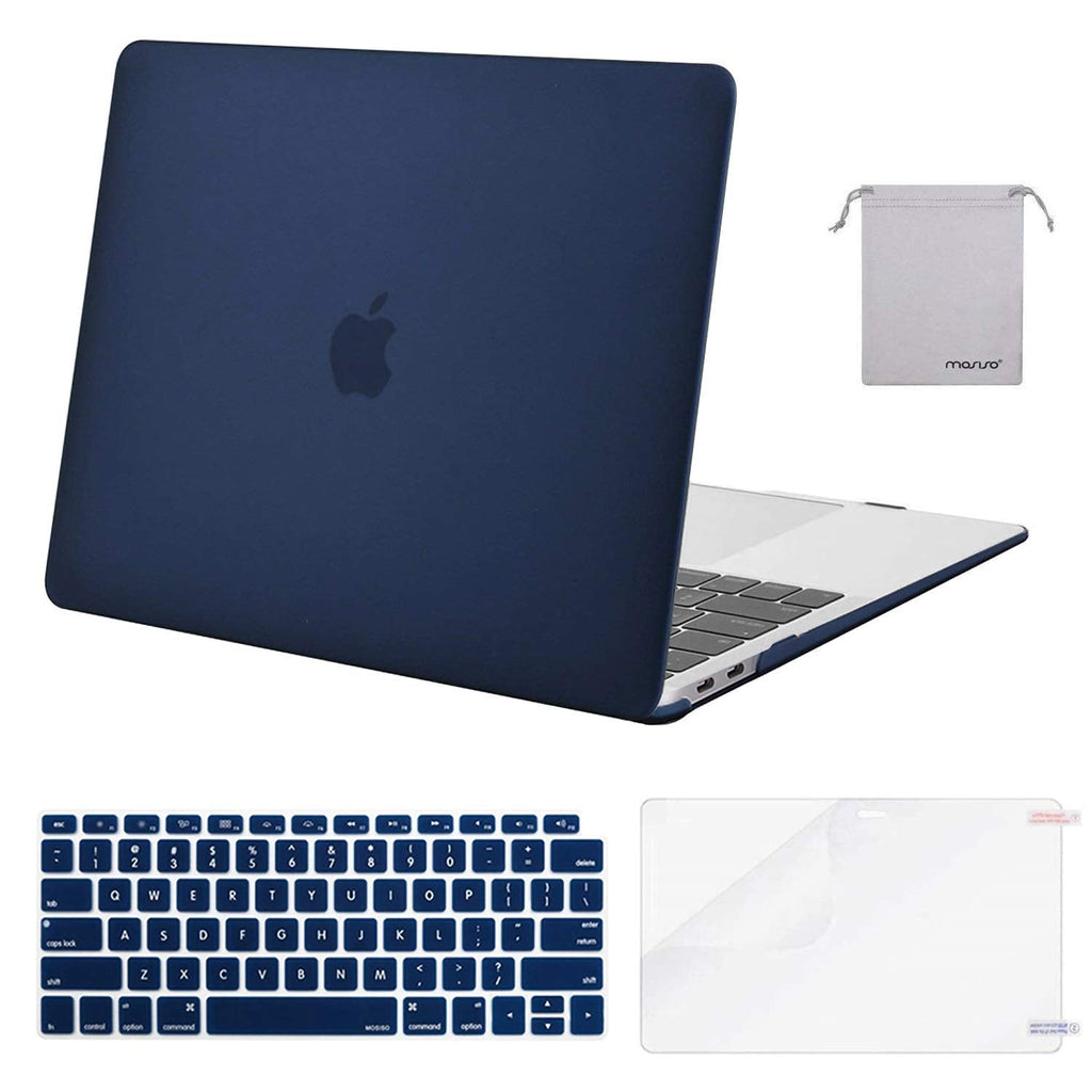 MOSISO Compatible with MacBook Air 13 inch Case 2022, 2021-2018 Release A2337 M1 A2179 A1932 Retina Display Touch ID, Plastic Hard Shell&Keyboard Cover&Screen Protector&Storage Bag, Navy Blue