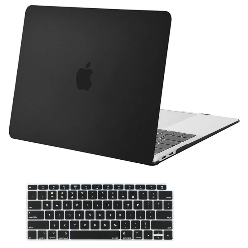 MOSISO Compatible with MacBook Air 13 inch Case 2020 2019 2018 Release A2337 M1 A2179 A1932 Retina Display with Touch ID, Protective Plastic Hard Shell Case & Keyboard Cover Skin, Black