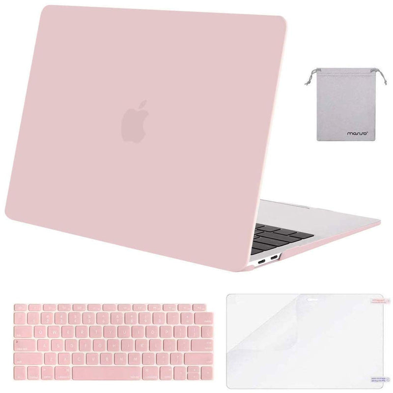 MOSISO Compatible with MacBook Air 13 inch Case 2022, 2021-2018 Release A2337 M1 A2179 A1932 Retina Display Touch ID, Plastic Hard Shell&Keyboard Cover&Screen Protector&Storage Bag, Rose Quartz