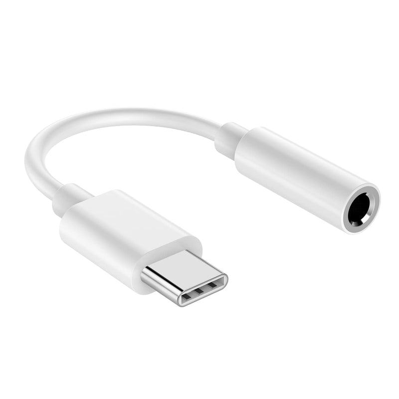 USB C Digital to 3.5 mm Female Headphone Jack Adapter, Type C Aux Audio Dongle Converter for iPad Pro 11" 12.9" 2018/2020/Google Pixel/5 4 3 2/ XL/Samsung S21 S20 Ultra Z Flip S20+ Note 20 S10 S9 Plus USB-C Adapter - White