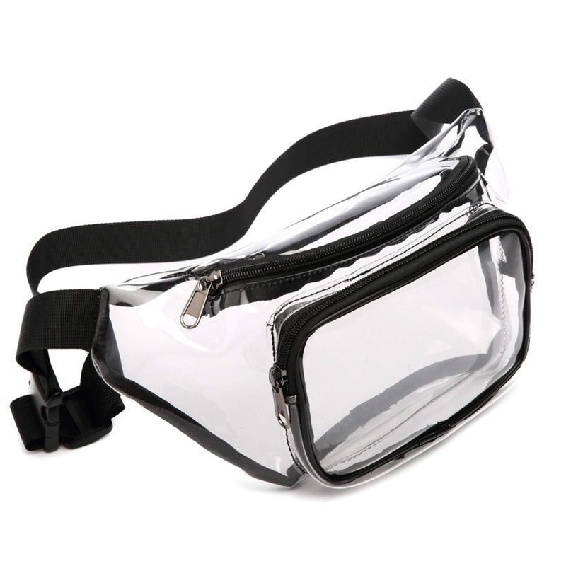 Fanny Pack, Veckle Clear Fanny Pack Waterproof Cute Waist Bag Stadium Approved Clear Purse Transparent Adjustable Belt Bag for Women Men, Travel, Beach, Events, Concerts Bag, Black