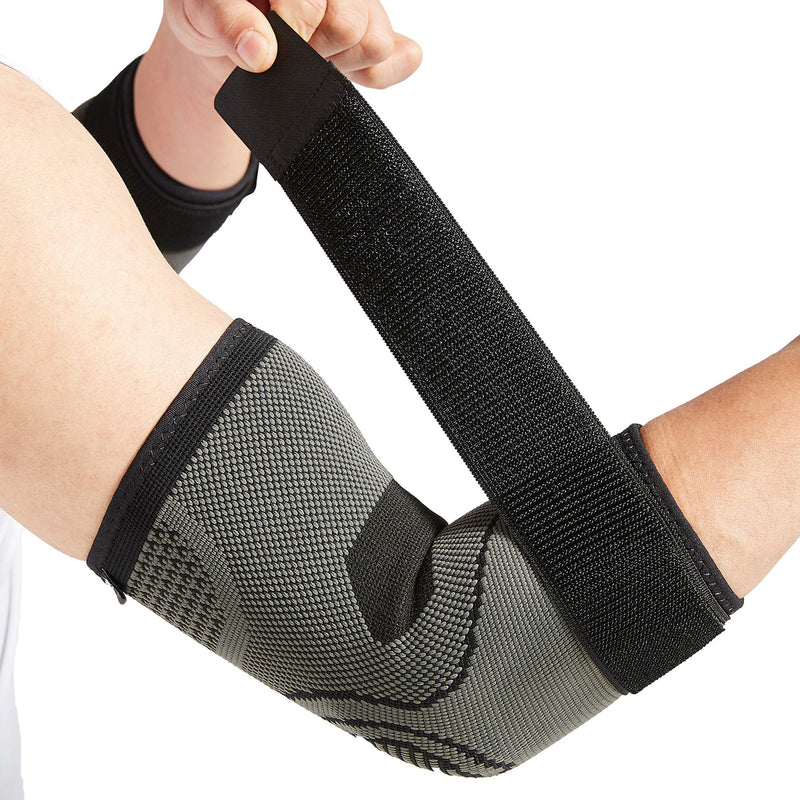 Elbow Brace with Strap for Tendonitis 2 Pack, Tennis Elbow Compression Sleeves, Golf Elbow Treatment Medium (Pack of 2)
