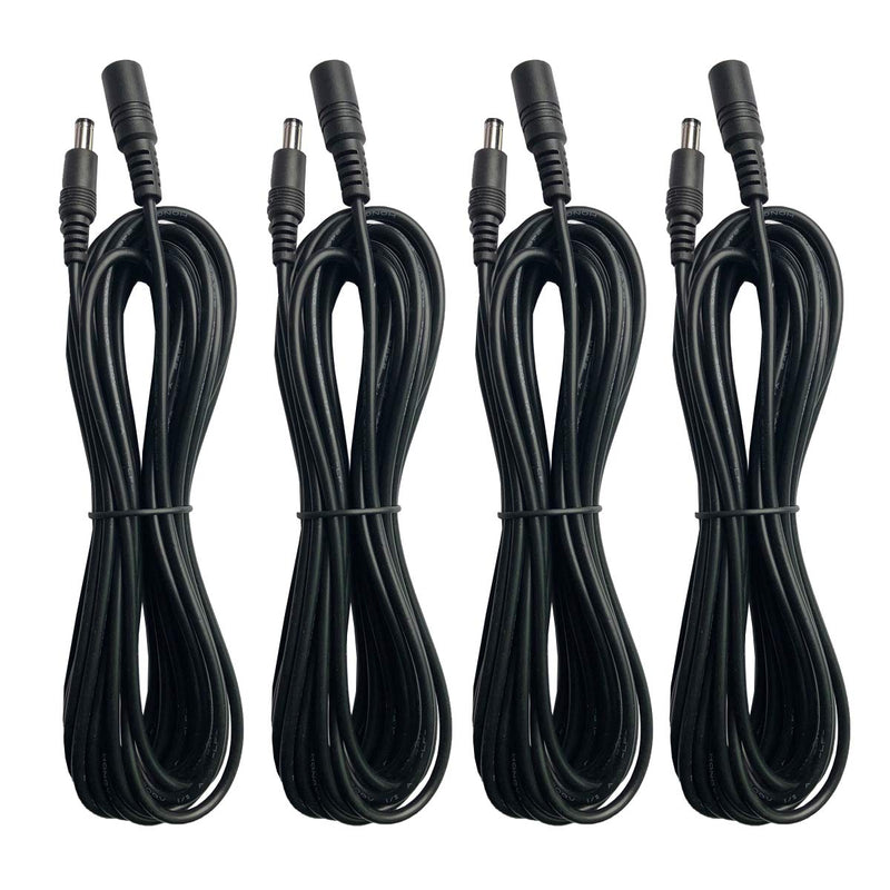 DC 12V Power Extension Cord Cable 15ft (5m) 2.1mm x 5.5mm Power Adapter Supply Extension Cable for CCTV Security Cameras IP Camera DVR Standalone, LED Light Strip, Baby Monitor, Router (4 Pack)