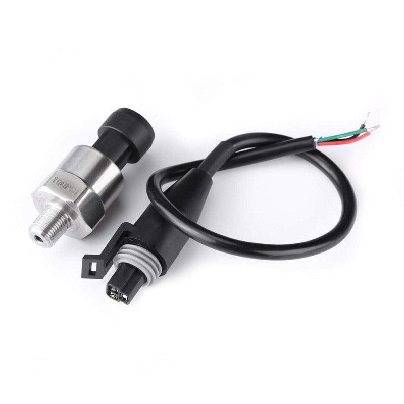 Pressure Transducer Sender Sensor, 1/8NPT Thread Stainless Steel Pressure Transducer for Oil Fuel Air Water Pack of 2(100PSI) 100PSI