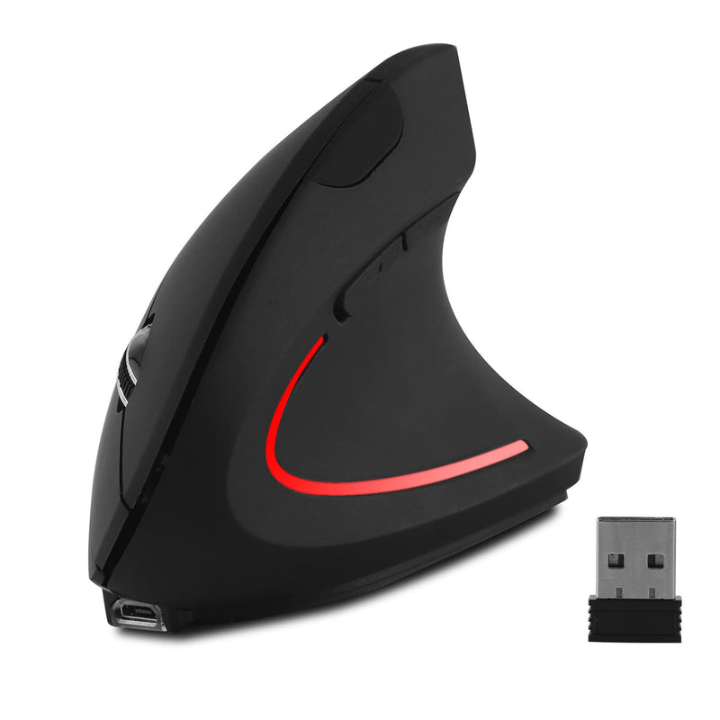 Ergonomic Vertical Wireless Mouse, Rechargeable 2.4GHz Optical Mice 800/1200/1600 DPI 6 Buttons for Laptop, PC, Computer, Desktop, Notebook