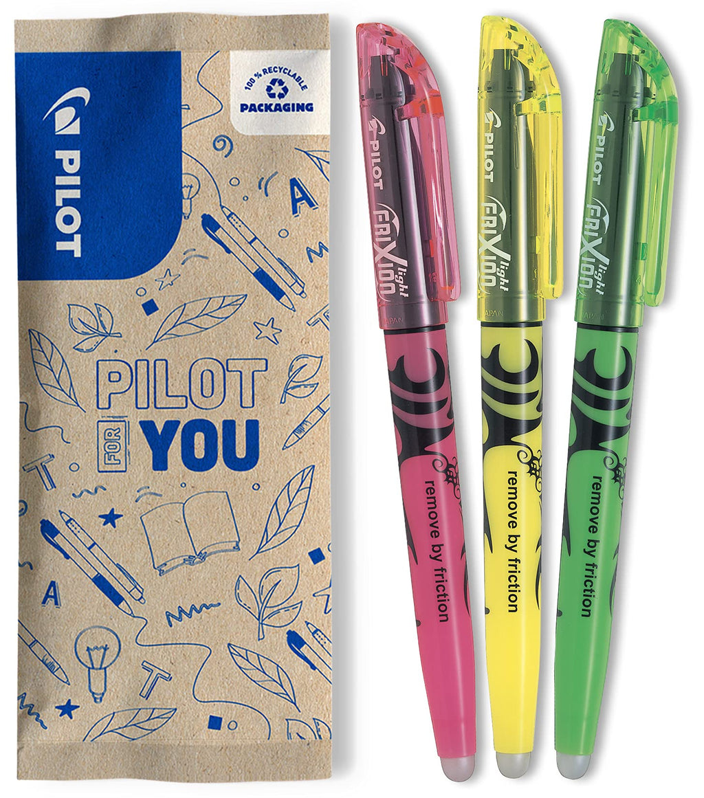 Pilot Frixion Erasable Highlighters - Yellow/Green/Pink (Pack of 3) FLW538639