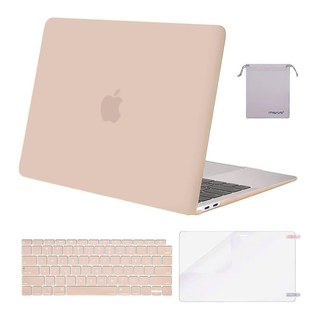 MOSISO Compatible with MacBook Air 13 inch Case 2022, 2021-2018 Release A2337 M1 A2179 A1932 Retina Display Touch ID, Plastic Hard Shell&Keyboard Cover&Screen Protector&Storage Bag, Camel