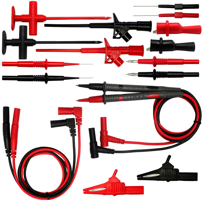 AideTek Automotive 9-in-1 silicone test leads kit Insulation Piercing test clip crocodile clips CAT III 1000V up to 32A for FLUKE TLP20169