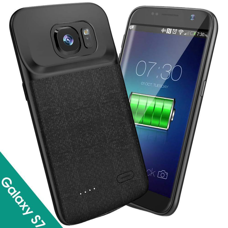 NEWDERY Samsung Galaxy S7 Battery Case, 4700mAh Slim Rechargeable Extended Charging Case, Battery Power Juice Charger Case with Micro USB Port Compatible Galaxy S7 (5.1 Inches Black)