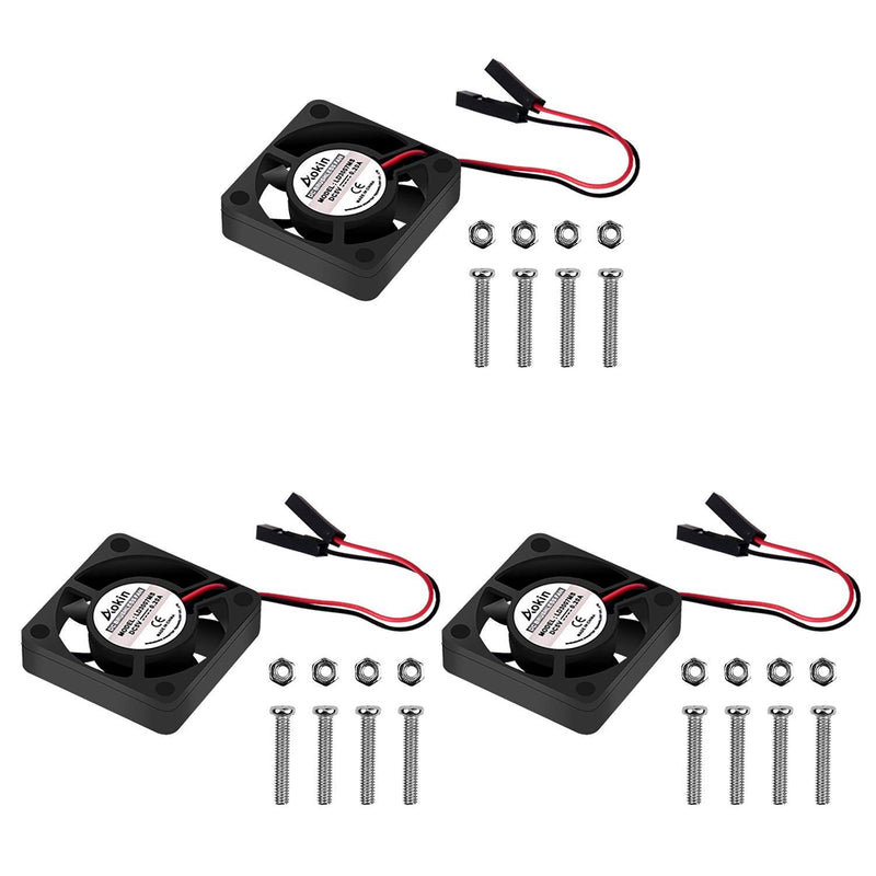 Aokin for Raspberry Pi Cooling Fan DC 5V/3.3V Brushless CPU Cooling Fan with Screws for Raspberry Pi 4 B, Pi 3 B+, Pi 3 B, Pi 2 B, Pi 1 B+, RetroFlag NESPI Case, etc, 3 Pack