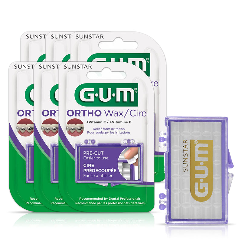GUM - 10070942007235 Orthodontic Wax with Vitamin E and Aloe Vera (Pack of 6) Unflavored 6 ct