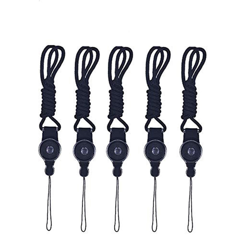 5 Pcs Detachable Long Lanyard Neck Strap - Ideal for Mobile Cell Phone / Smartphones / Phone Case / Camera / Key and Any Other Electronic Devices with a Lanyard Hole - Black
