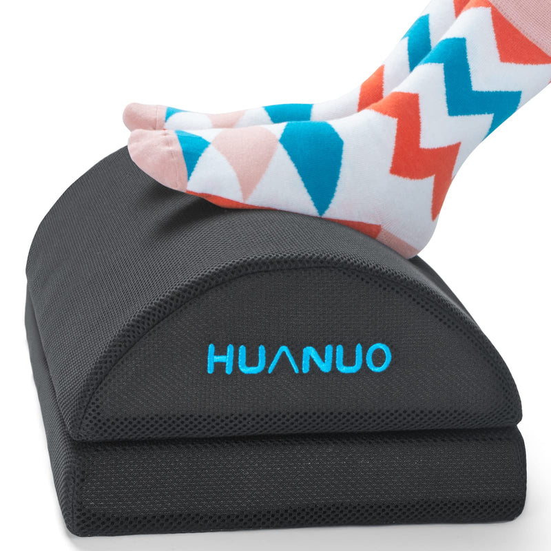 Foot Rest for Under Desk at Work, with 2 Optional Covers for Replacing, Double Layer Adjustable Foot Rest for Office, Home, Airplane, Travel, by HUANUO