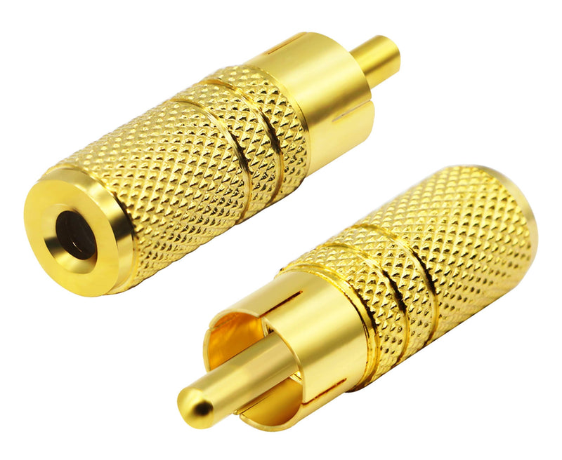 zdyCGTime Gold Plated RCA to 3.5MM Audio Adapter Metal Jack 3.5mm (1/8 Inch) Female to RCA Male Audio Plug Adaptor Connector for 3.5MM Headphone Adapter Cableï¼ˆGold /2 Pack F/Mï¼‰ 2 Pack F/M
