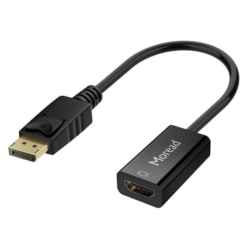 Moread DisplayPort to HDMI Adapter, Gold-Plated Display Port to HDMI Converter, DP to HDMI Cord (Male to Female) Compatible with Computer, Desktop, Laptop, PC, Monitor, Projector, HDTV - Black 1