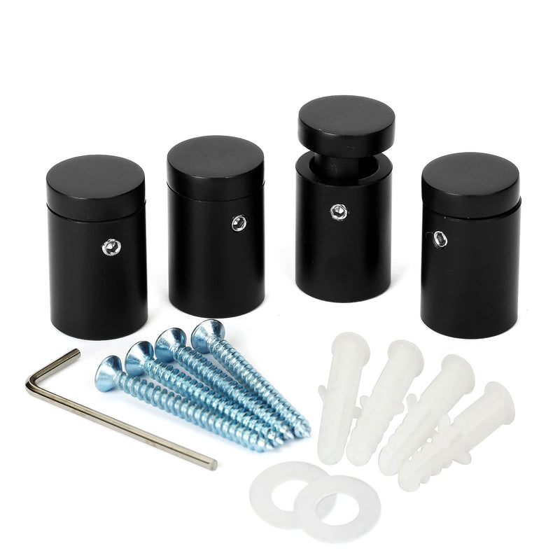 TOPNIKE Side Clamp Standoffs 3/4" x 1" Black Aluminum, Edge Grip Standoffs for Glass, Burglarproof Sign Standoff, Standoffs Hardware, for Acrylic, Glass, PVC, Glass Panel with 2pcs Spacers, Pack of 4