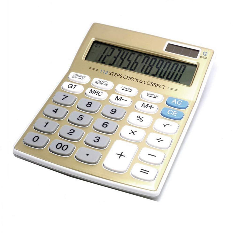 Meichoon Standard Function Desktop Calculator, Solar Battery Dual Power with 12 Digit Large LCD Display Basic Calculating Machine for Office/Home Elegant Design KA05