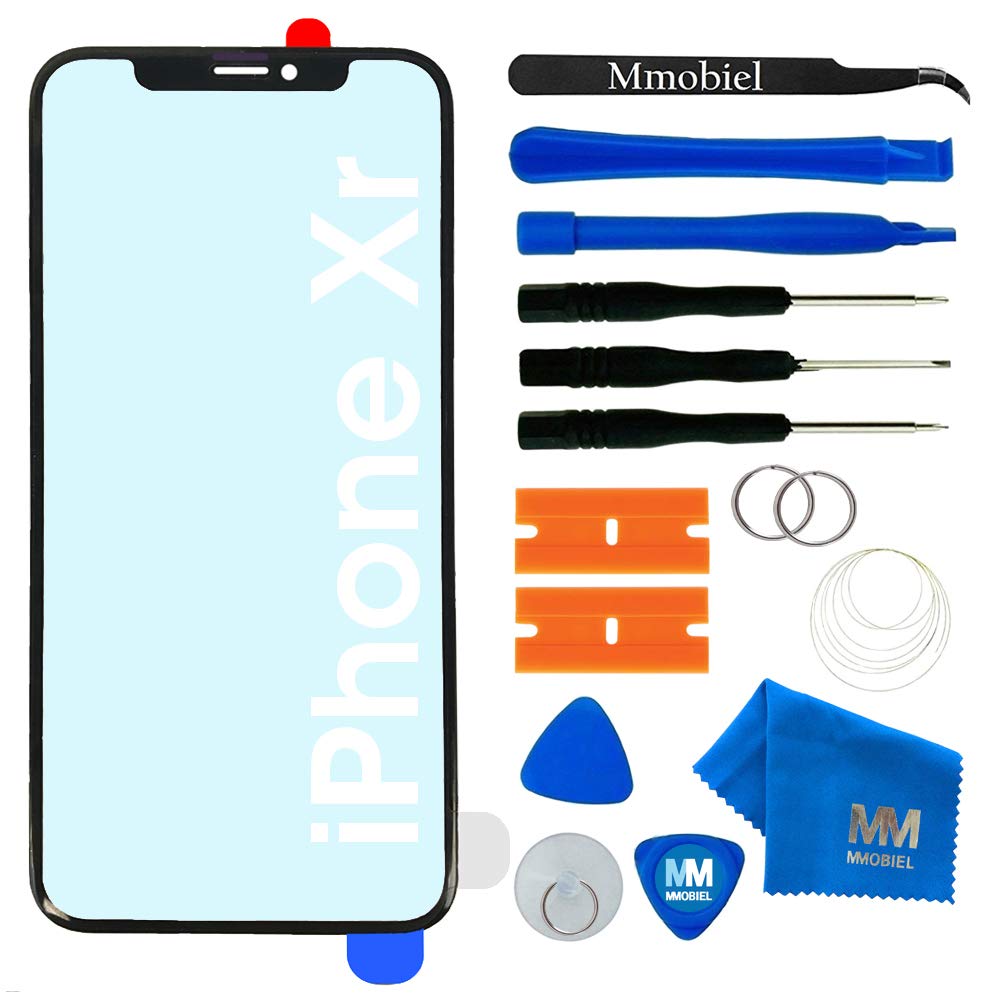 MMOBIEL Front Glass Repair Kit Compatible with iPhone XR - 6.1 inch 2018 - Lens Screen Replacement Repair Kit - Incl. Toolkit - Gray