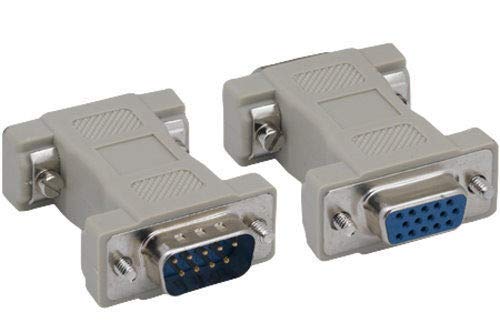 Kentek DB9 9 Pin Male to HD15 HDD15 15 Pin Female, Male to Female M/F Molded CGA/VGA Video Adapter Changer Coupler RS-232