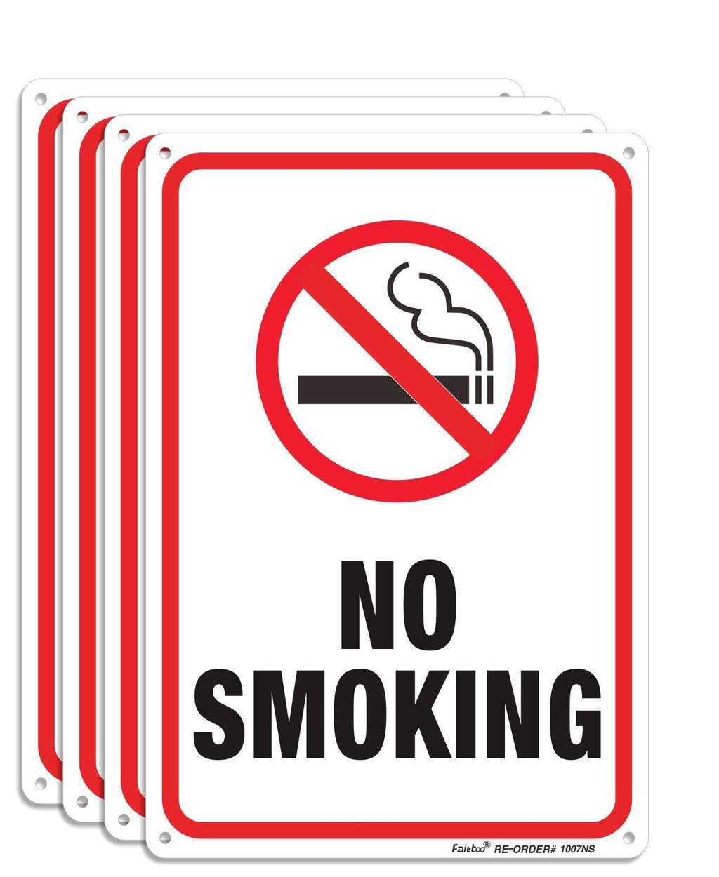 No Smoking Sign,4 Pack No Smoking Metal Reflective Signs - 10 x 7 Inches .040 Rust Free Heavy Duty Aluminum Sign - UV Printed with Professional Graphics - Easy to Mount - Indoor & Outdoor use