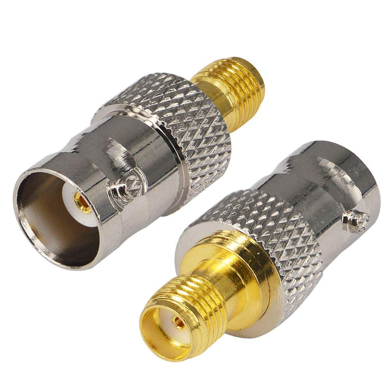 onelinkmore SMA to BNC RF Adapters Connection BNC Female to SMA Female Coax Antenna Connector for CCTV Camera Scanner Two Way Handheld Radios, Scanner, Icom Receiver,SDR Amateur Pack of 2