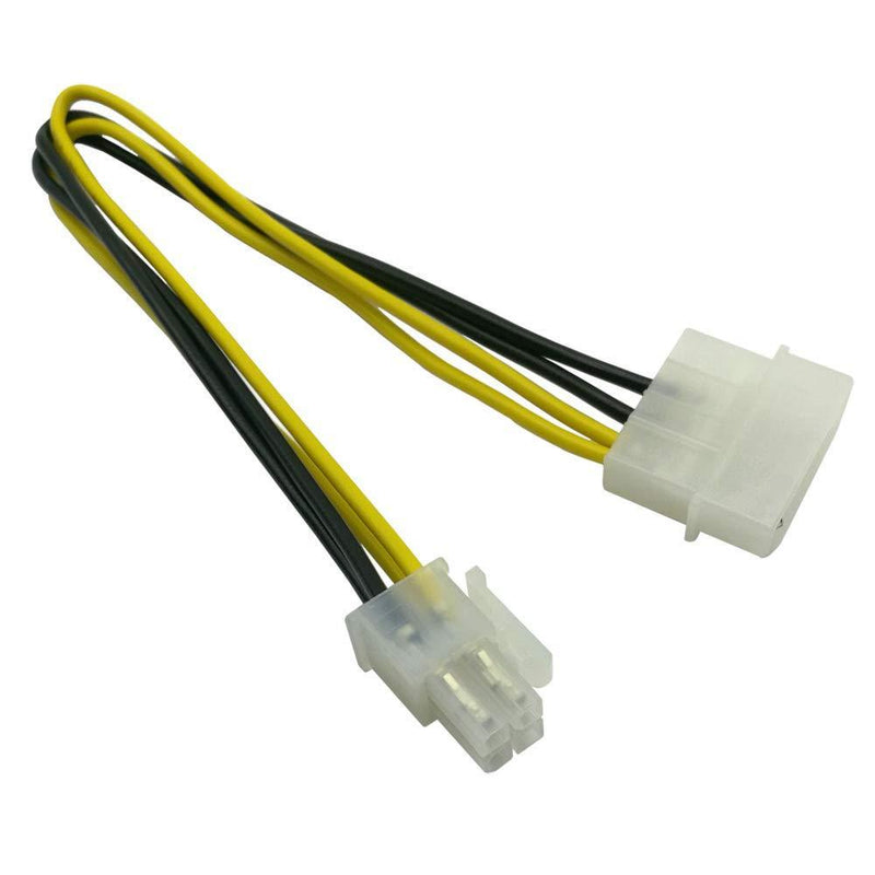 (3-Pack) COMeap LP4 Molex Male to ATX 4 pin Male Auxiliary Power Adapter Cable 9.5-inch(24cm)