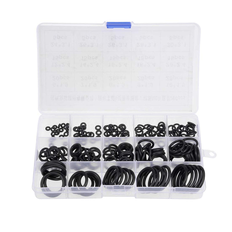 uxcell Nitrile Rubber O-Ring Assortment Kit 200 Pieces 15 Sizes Metric Buna-N Sealing Gasket Set, Black