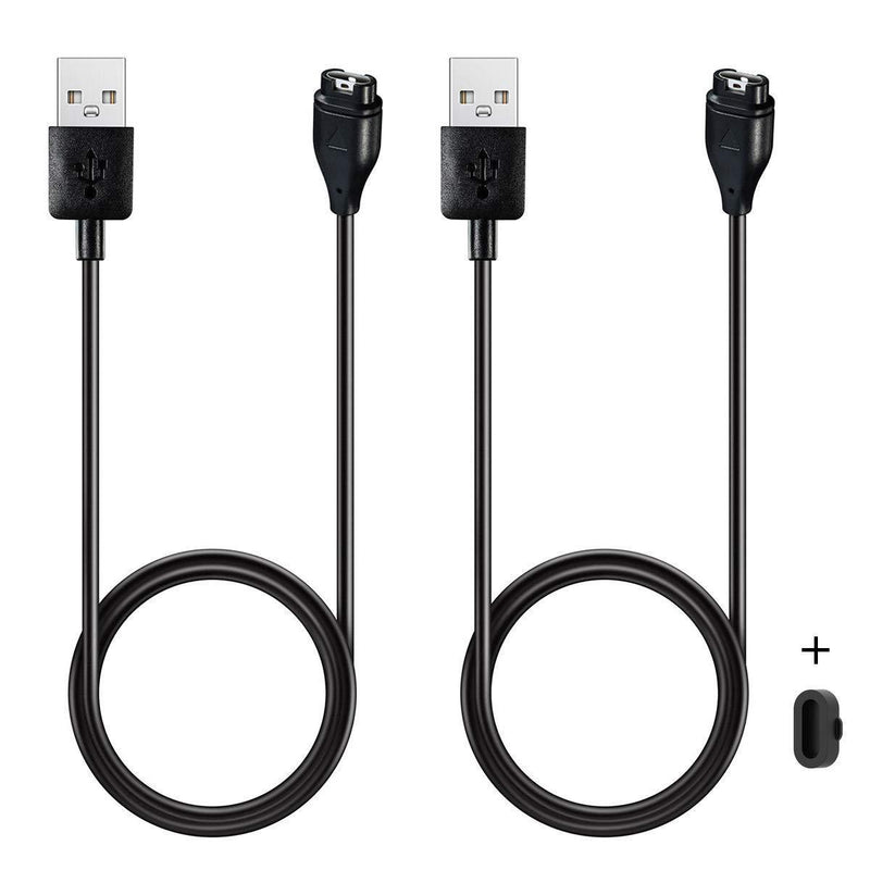 Kissmart Compatible with Garmin Instinct Charging Cable, Replacement Charger Cable Cord Plus a Black Silicone Charger Port Protector Anti Dust Plug for Garmin Instinct (2 Pack)