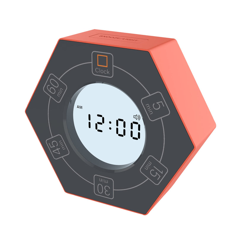 Home & Office Timer with Clock, 5,15, 30, 45, 60 Minute Preset Countdown Timer, Easy-to-Use Time Management Tool (Orange) 60-Min Timer Orange - 5, 15, 30, 45, 60 Min