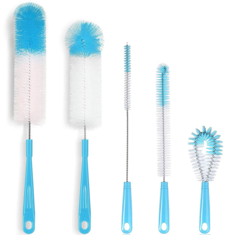 ALINK Bottle Cleaning Brush Set - Long Handle Bottle Cleaner for Washing Narrow Wine/Beer Bottles, Thermos, Hummingbird Feeder, S’Well, Sports Water Bottles, Plus Kettle Spout/Lid Brush, Straw Brush