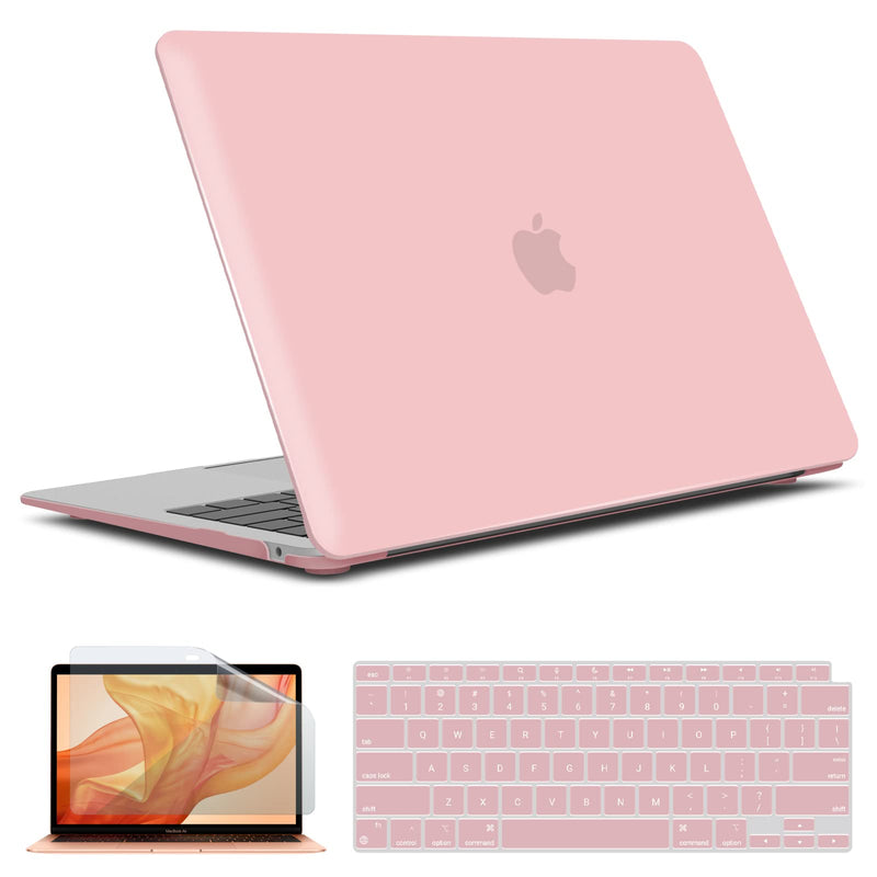 IBENZER New 2022 2021 MacBook Air 13 inch Case M1 A2337 A2179 A1932, Hard Shell Case&Keyboard Cover&Screen Film for Apple Mac Air 13 Retina Display with Touch ID (2018-2022), Rose Quartz, AT13RQ+2 Latest Macbook Air 13'' A2337/A2179/A1932