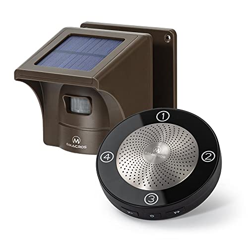 eMACROS Long Range Solar Wireless Driveway Alarm Outdoor Weather Resistant Motion Sensor & Detector-Security Alert System-Monitor & Protect Outside Property 1 receiver and 1 sensor