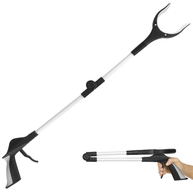 Vive Folding Reacher Grabber 32 Inch - Extra Reach Extender, Heavy Duty Mobility Grip Hand Aid - Extra Long Handled Shelf Tool, Trash Litter Picker, Garbage Garden Nabber Handle, Disabled Handicap Arm 1